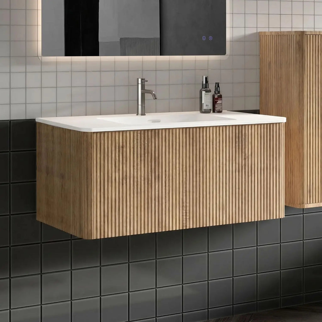 36" Modern Floating Vanity with Push Open Soft Close Drawer, Large Storage