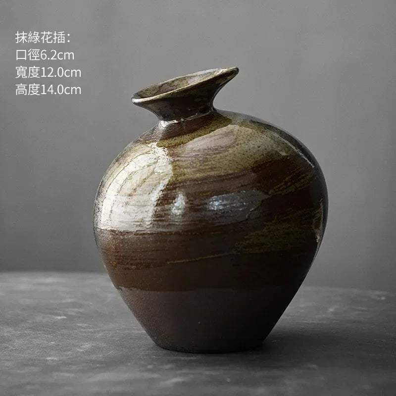 Japanese Style Terracotta Vase Imitation Stone Abstract Flower Arranger