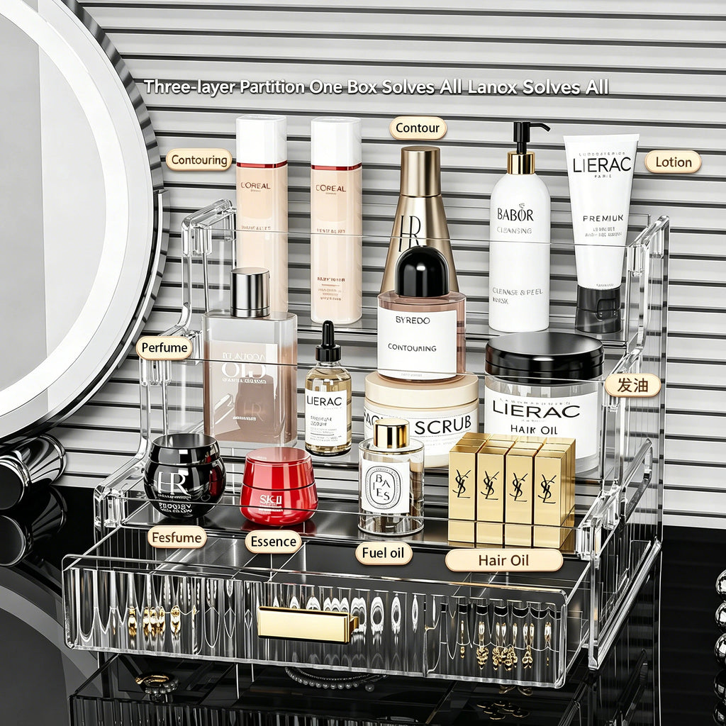 Light Luxury Vanity Cosmetics Bathroom Organizer Shelf