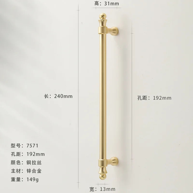 French-style Golden Wardrobe Door Handle Copper-finish, Single-hole Drawer Knob,