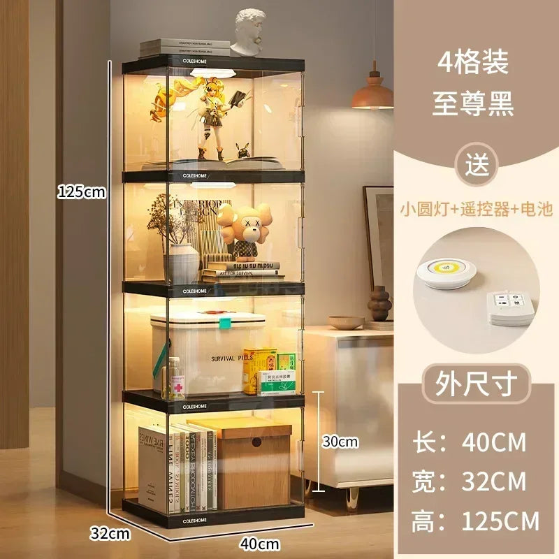 Nordic Living Room Display Cabinet Bookshelf Storage Organizer With Lights