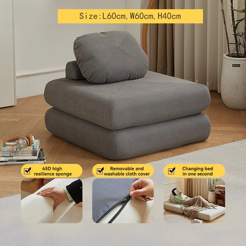 Fabric single, small-sized living room folding dual-use sofa, sofa bed