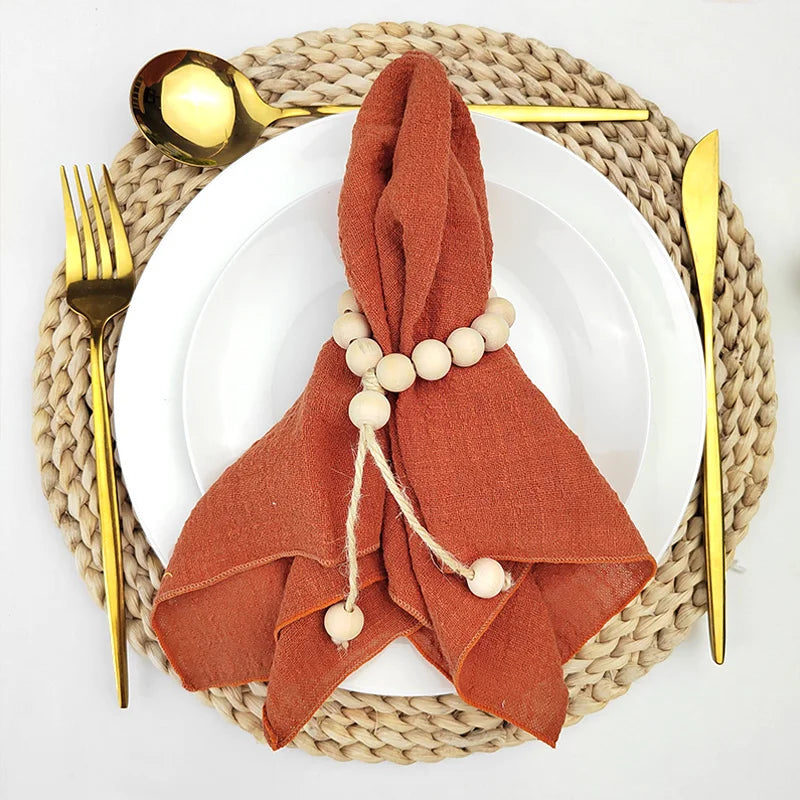 Set of 6  Terracotta Cloth Napkins, Cotton Factory Wholesale Fabric Serviette Gauze Table Towels