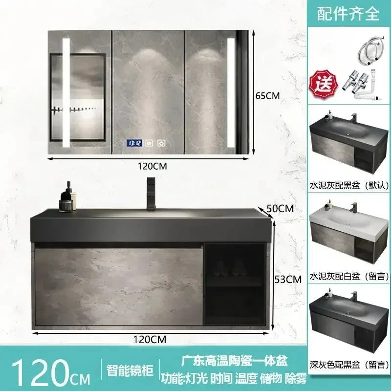Modern Bathroom Cabinet, Smart Mirror, Integrated Washbasin Bathroom Vanity Cabinets with Sink