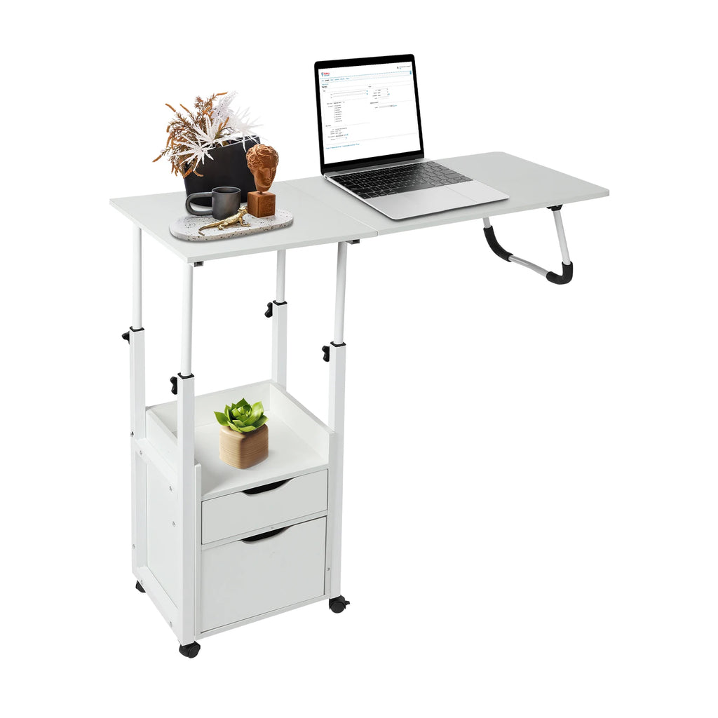 Movable Bedside Table Warp-Proof Overbed Desk, Height Adjustable EASY Cleaning Multi-Function Bed Table