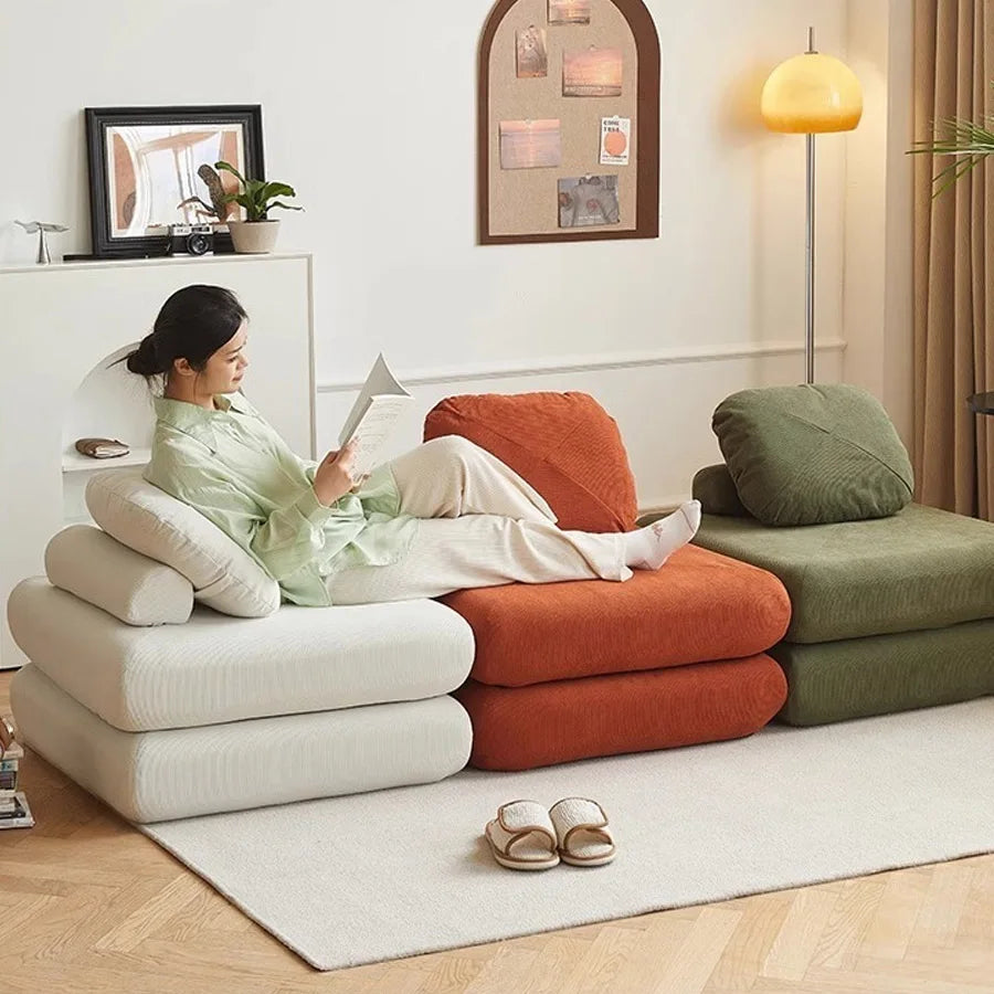 Fabric single, small-sized living room folding dual-use sofa, sofa bed