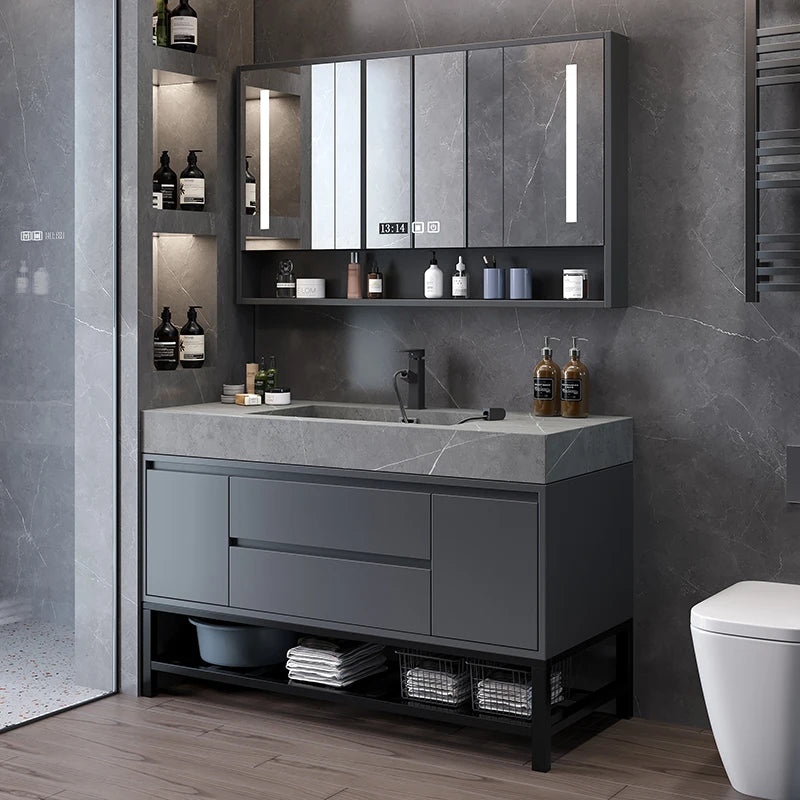 Washbasin Floor Bathroom Cabinets, Vintage Drawer Light Toilet Bathroom Cabinets