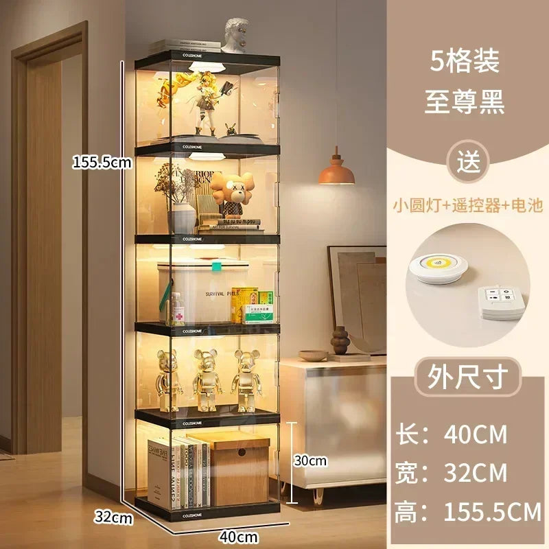 Nordic Living Room Display Cabinet Bookshelf Storage Organizer With Lights