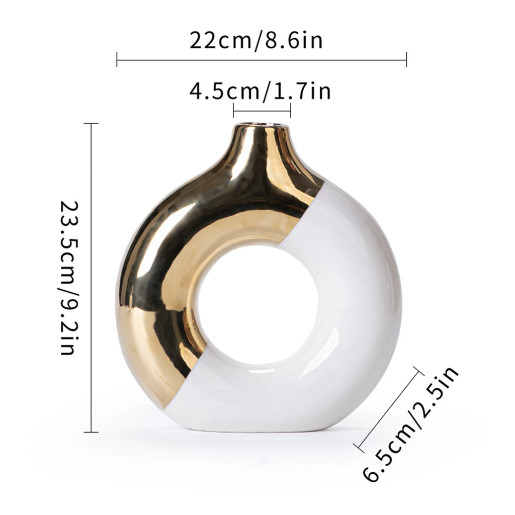 Ceramic Flower Vases For Living Room Luxury Nordic Plant Pot,Dinning Table Hotel Home Decoration,Wedding Festival Artwork Golden