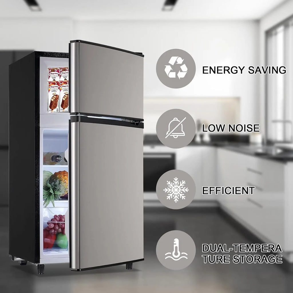 3.2 Cu.Ft Mini Fridge with Freezer Dual Door