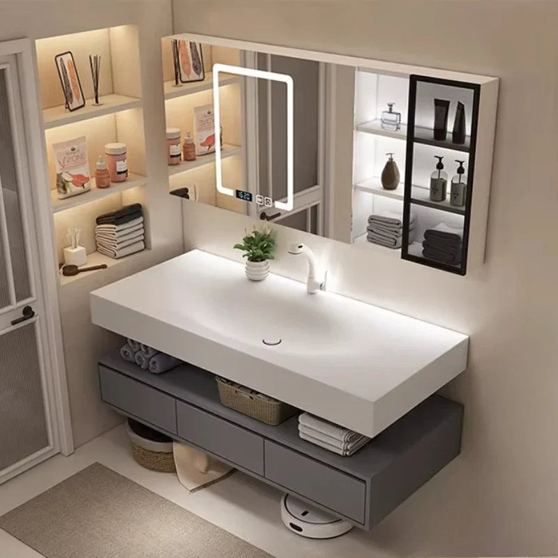 Modern Integrated Bathroom Vanity Washstand Basin, Combined Cabinet