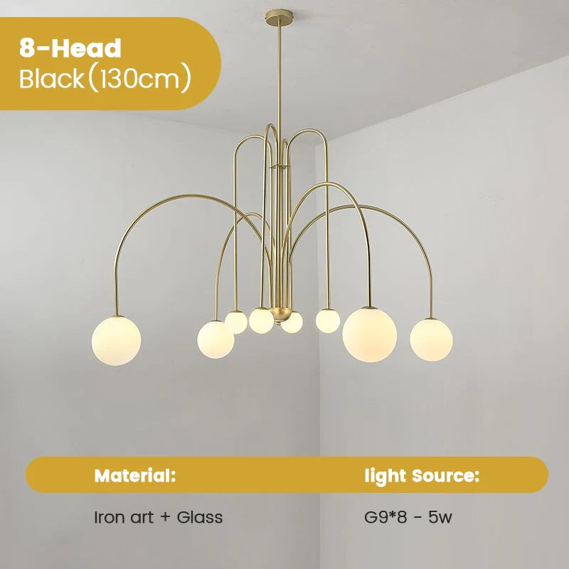 Comet LED Chandelier, Nordic Minimalist Glass Globe Lamps