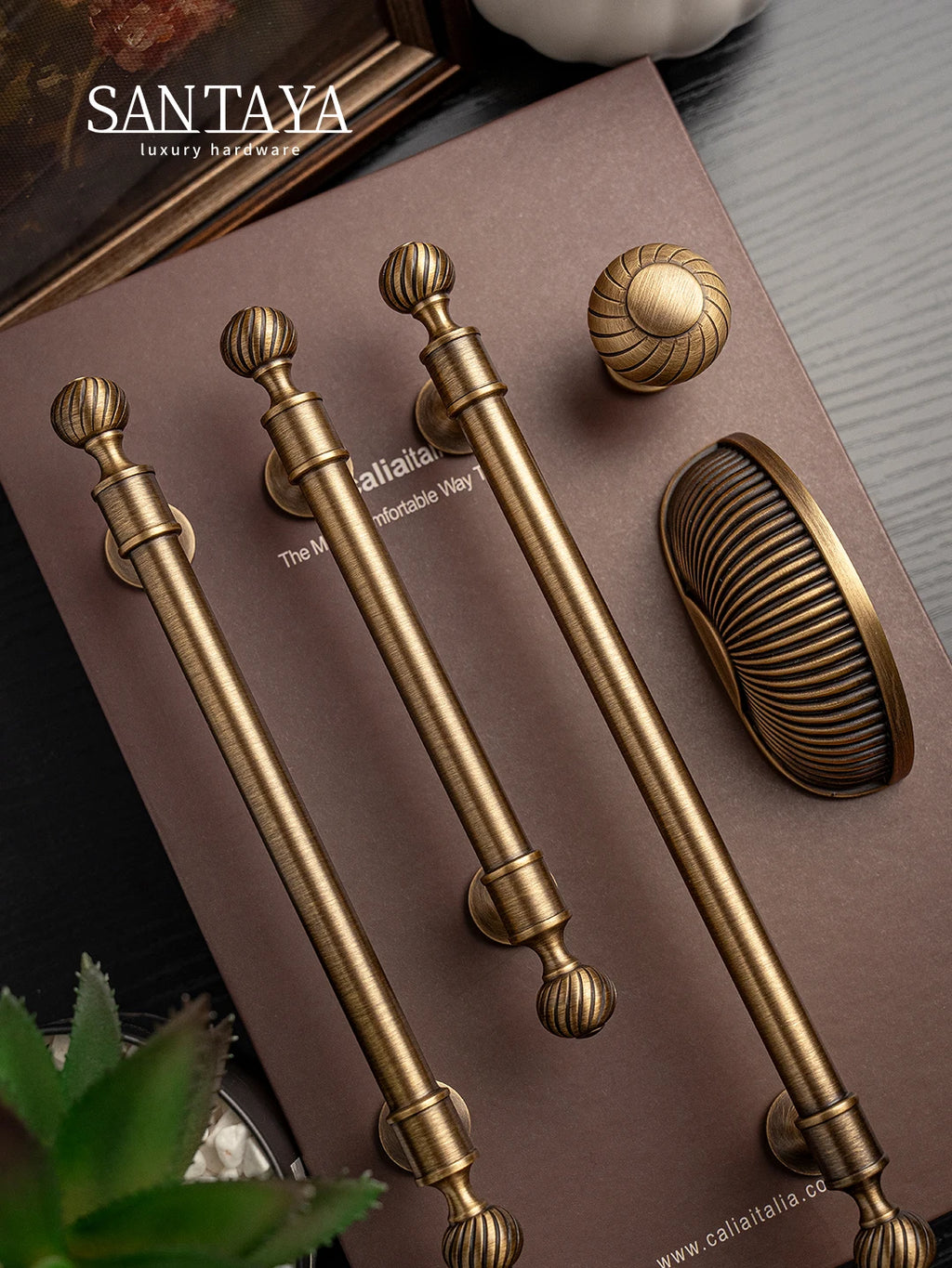 Santaya Brushed Antique Brass Handles
