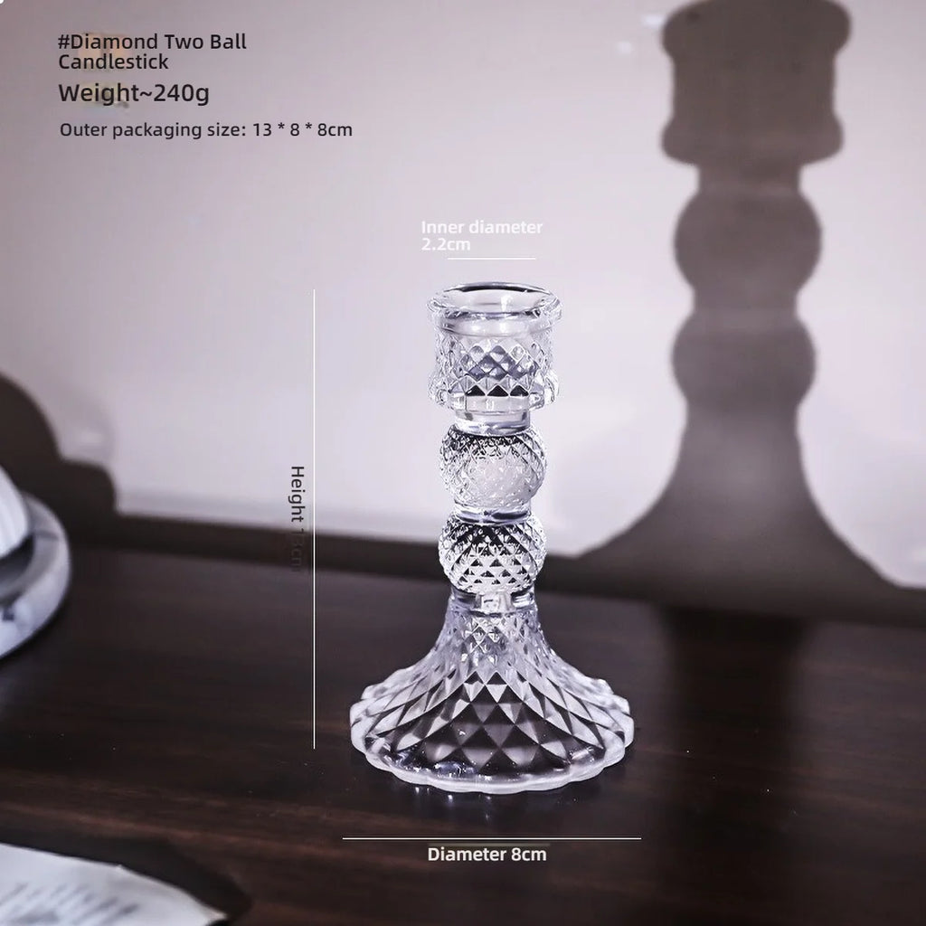 Glass Candle Wick Holder Clear Pillar Table Design Candlestick for Dining Decor