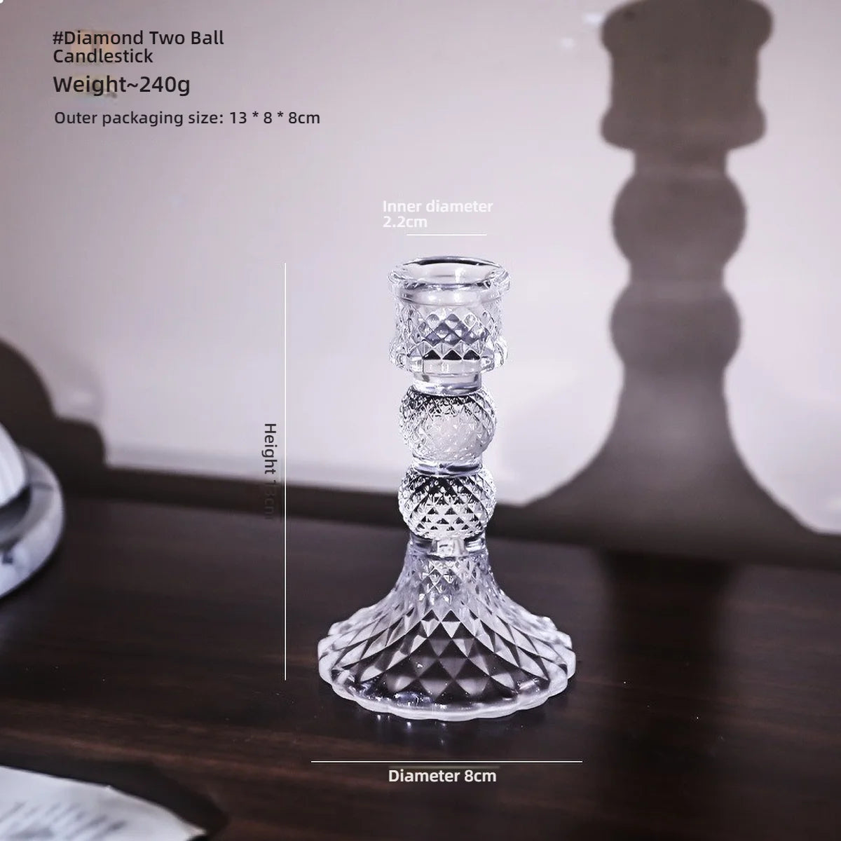 Glass Candle Wick Holder Clear Pillar Table Design Candlestick for Dining Decor