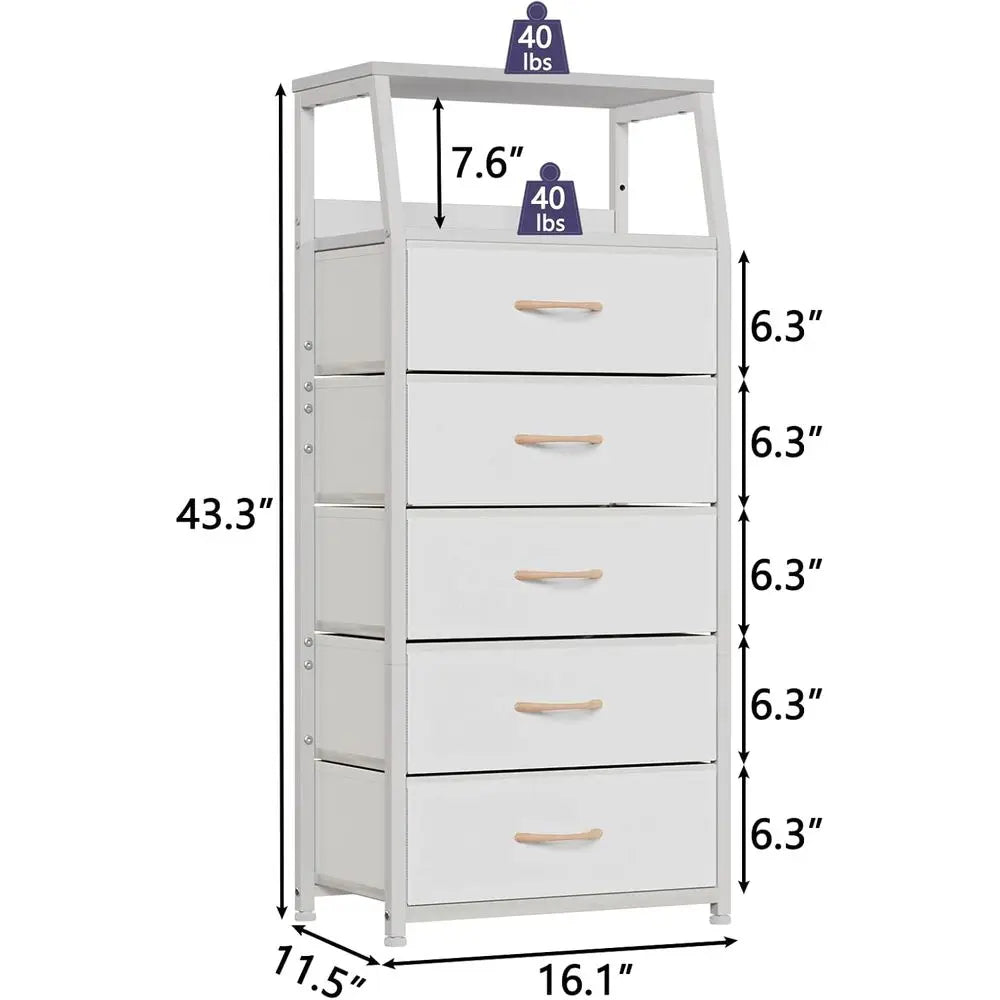 5-Tier Metal and Wood Storage Unit with Open Shelf