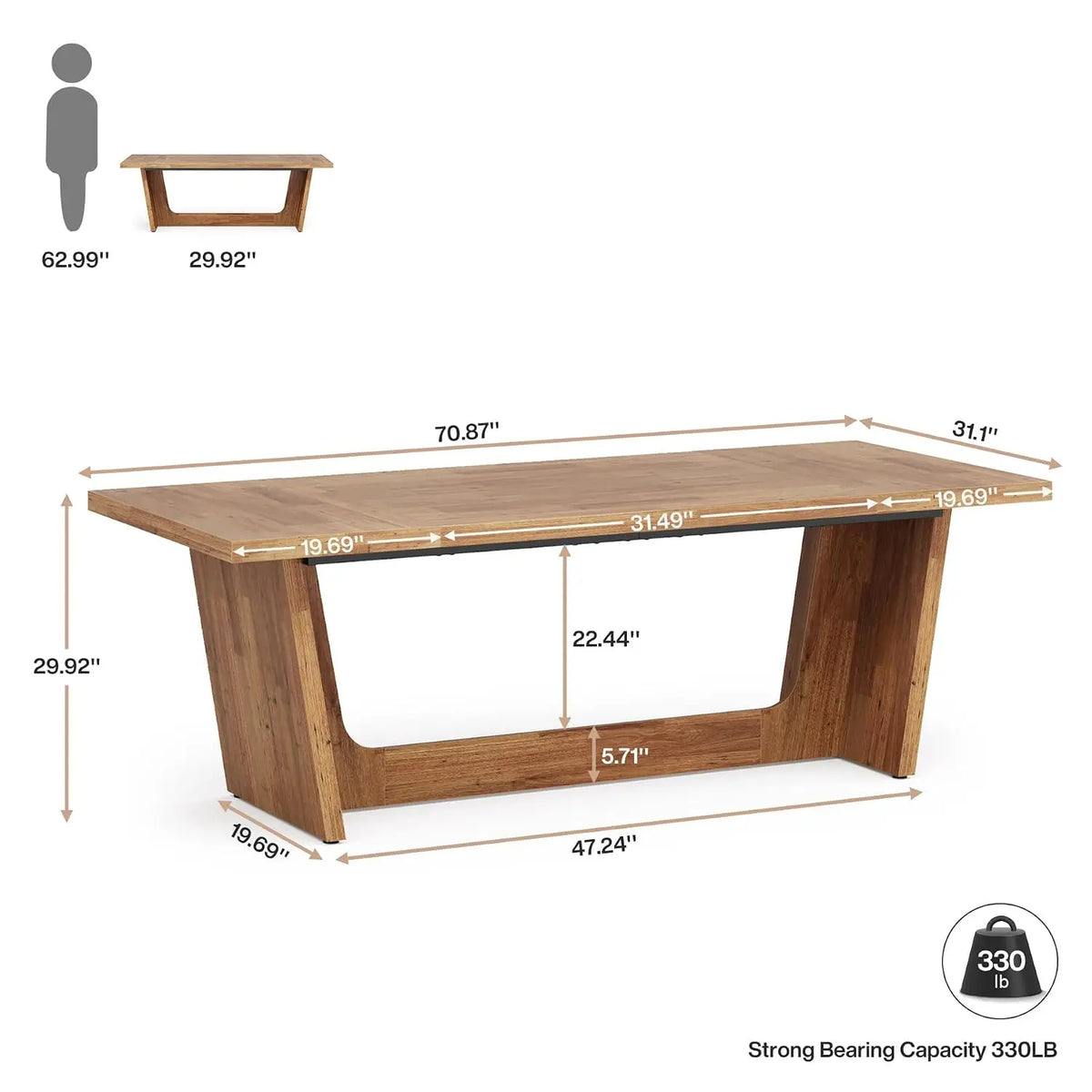 Large Walnut Executive Desk with Wooden Pedestal