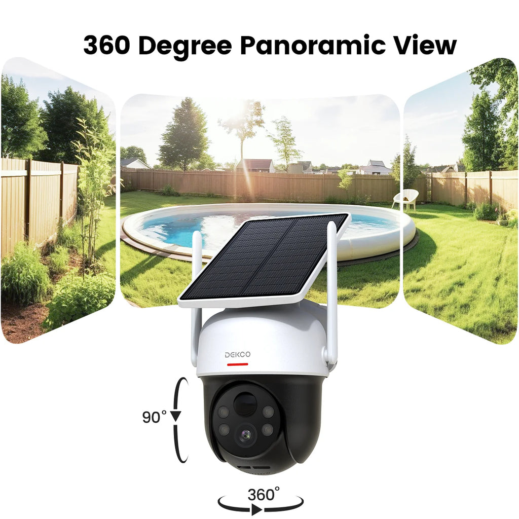 Dekco 2/4/6/8pcs Solar WiFi Camera, 3MP 100% Wire-Free 5000mAh Battery Two-way Audio Security Camera