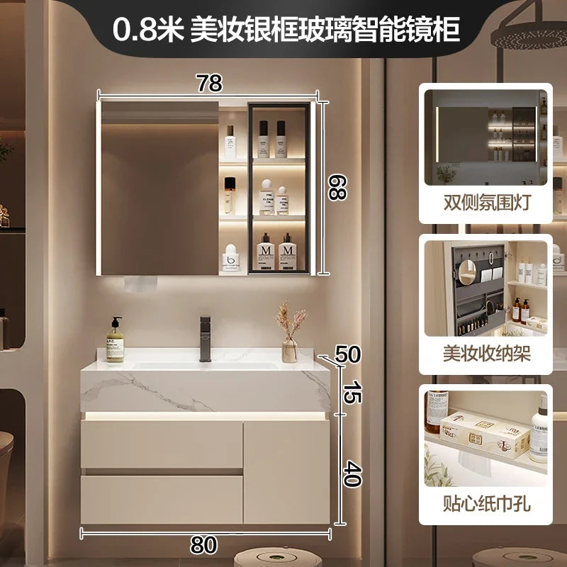 Luxury Bathroom Vanity Cabinet with Storage, Mirror, Wall Shelves