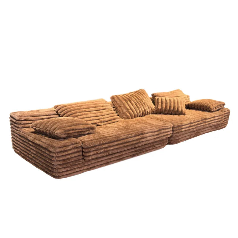 Modern Vacuum Compressed Sofa Plush Corduroy Sectional Sofa, Living Room Bedroom Recliner Lazy Combination Sofa Bed
