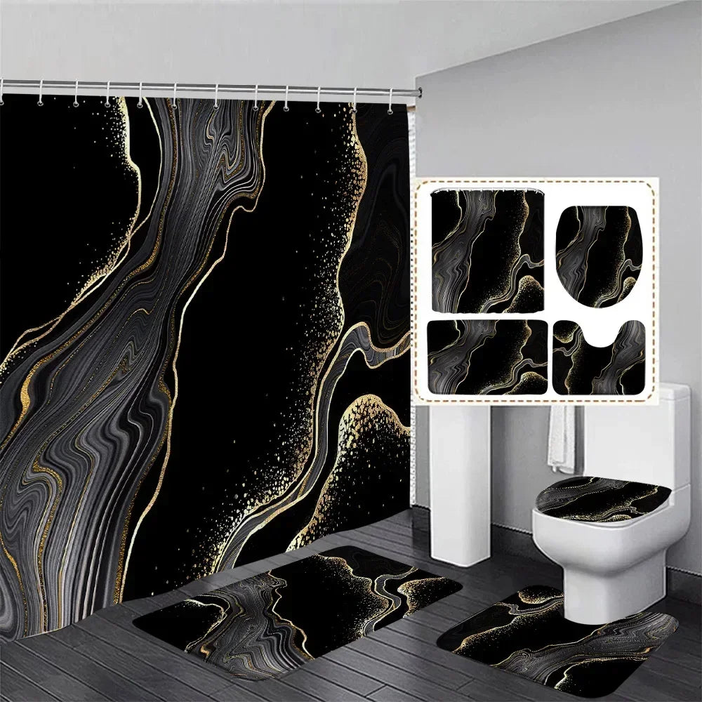 Abstract Art Bathroom Decor Door Rug Bath Mat Toilet Lid Cover