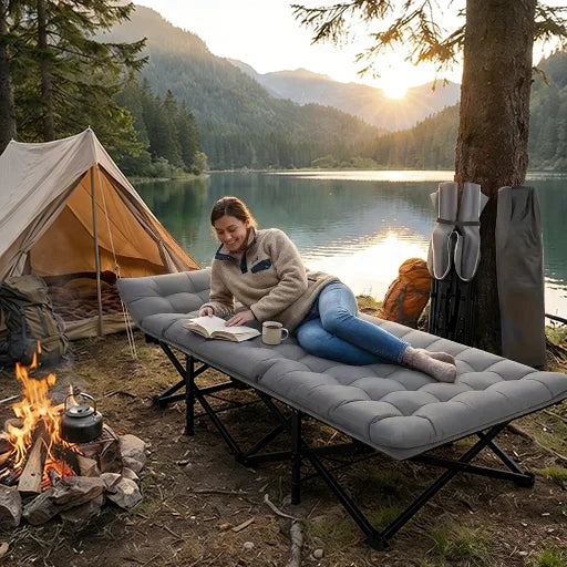 Heavy Duty Folding Camping Cot with Detachable Mattress