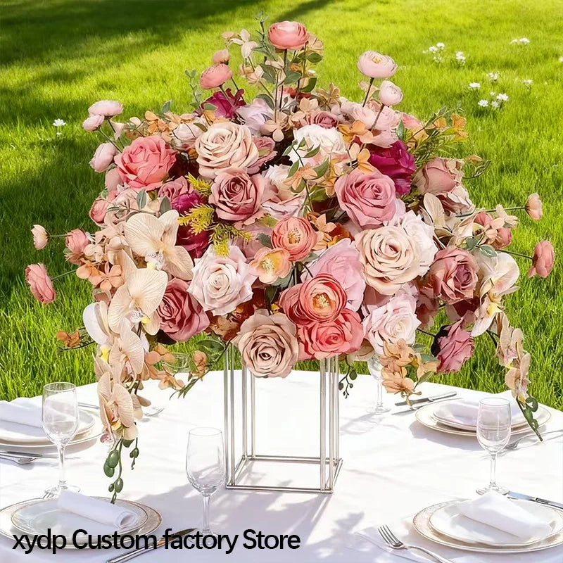 70/60/50/40cm Pink Rose & Orchid Artificial Large Flower Table Centerpiece