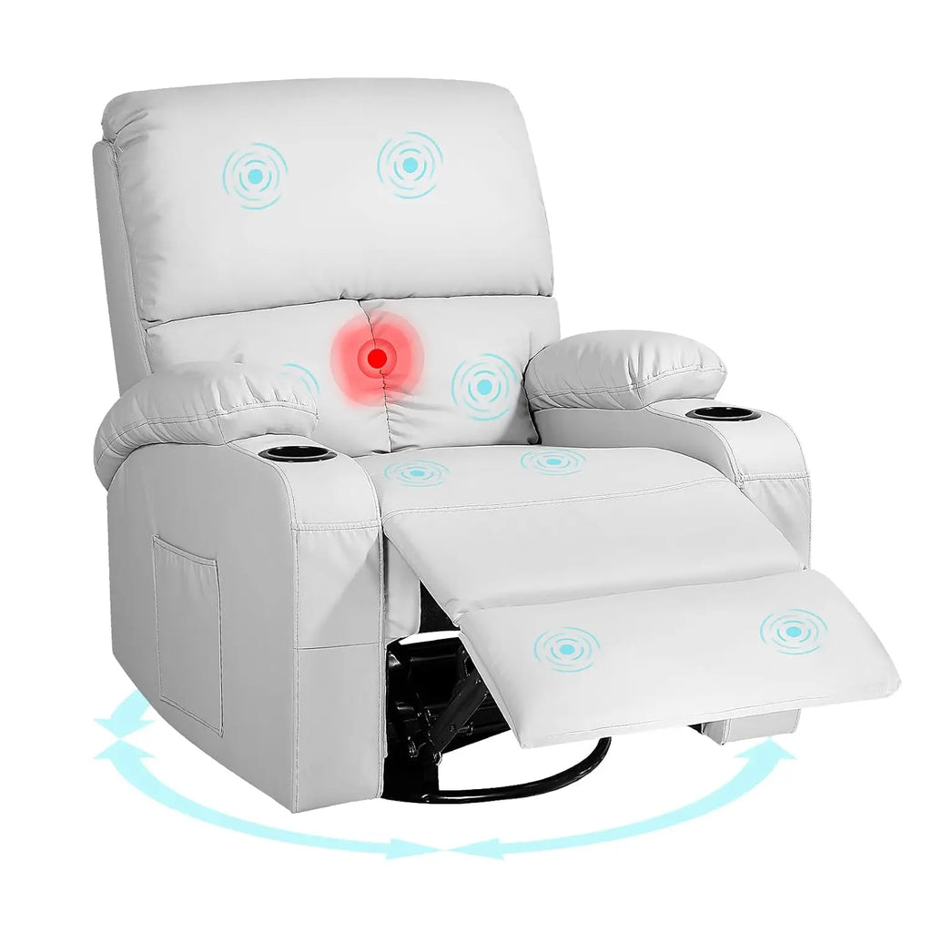 Massage Rocker Recliner Chair with Vibration And Heat USB & Type-C Ports, 360° Customizable Rocking Recliner Chair
