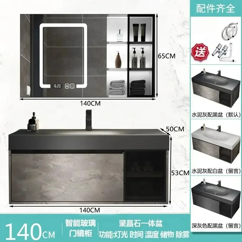 Modern Bathroom Cabinet, Smart Mirror, Integrated Washbasin Bathroom Vanity Cabinets with Sink