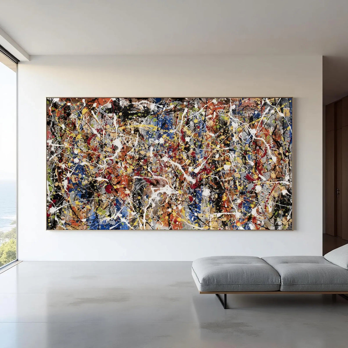 Hand Painted Jackson Pollock Style Abstract Drip Canvas Wall Art