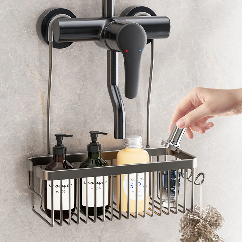 Convenient Toilet Shower Rack with No Drilling Installation Bathroom Storage Aluminum Basket for Shower Room and Bath Products