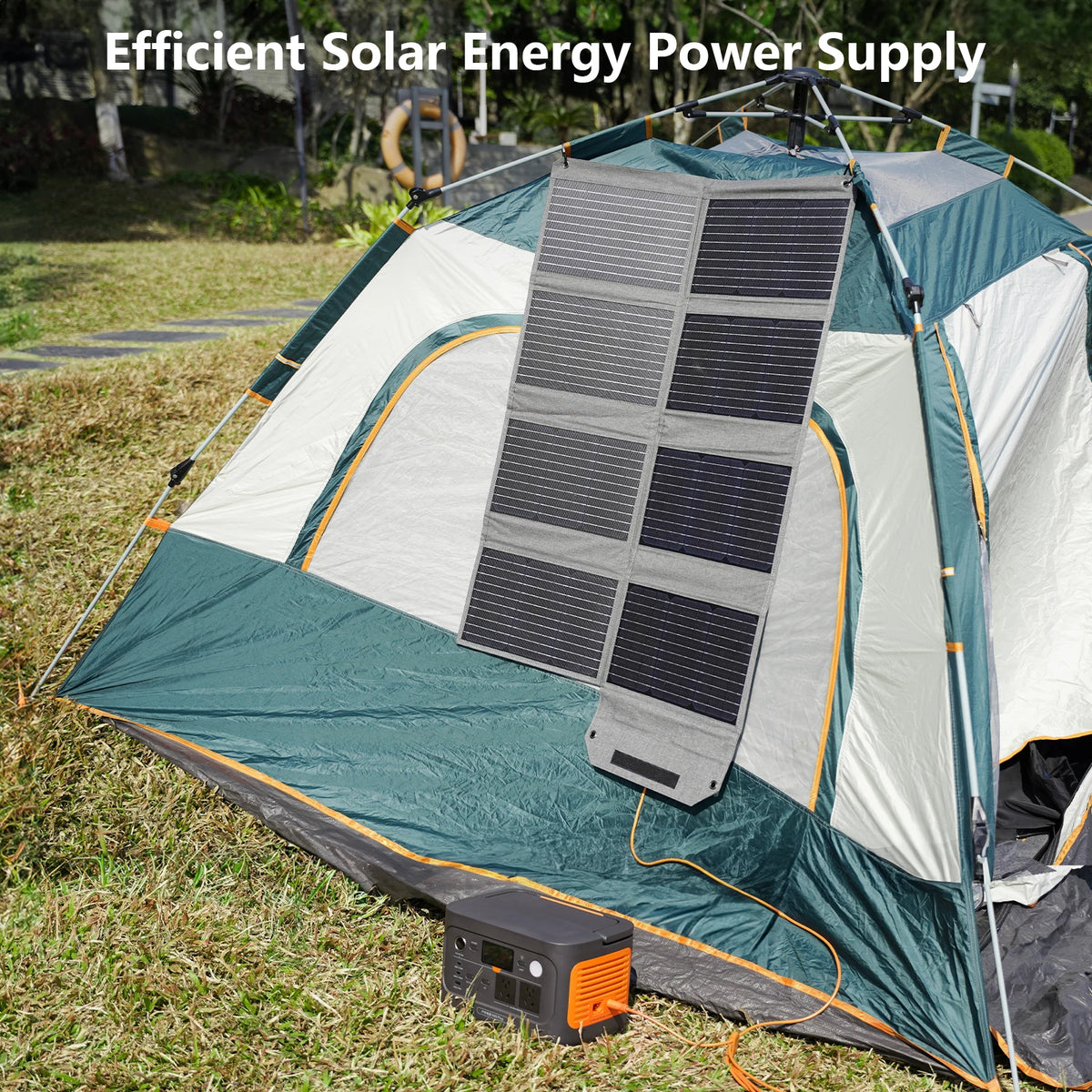 MHPOWOS 80W Foldable Solar Panel, Portable Power Supply with 4 Ports