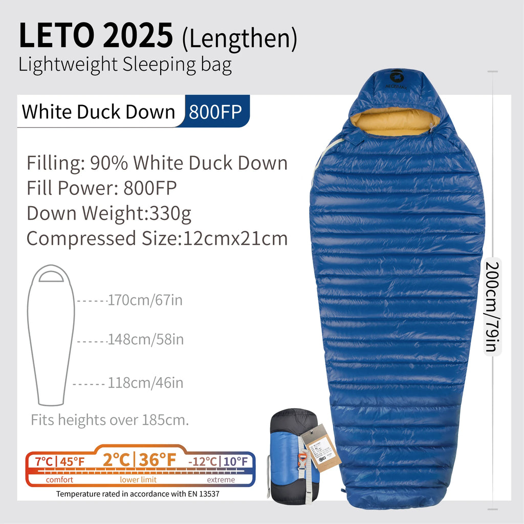 AEGISMAX LETO-2025 Series 800FP Duck Down Sleeping Bag