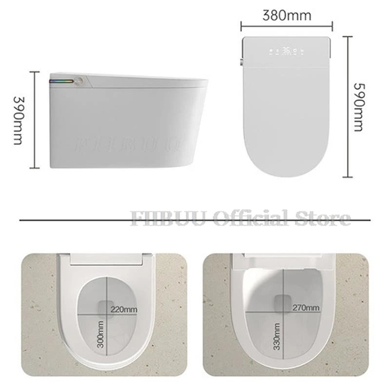 Wall Mounted Intelligent Toilet Bidet Smart Toilet for Bathroom Tankless Auto Open/Close Heated Seat Electric Elongated WallHung