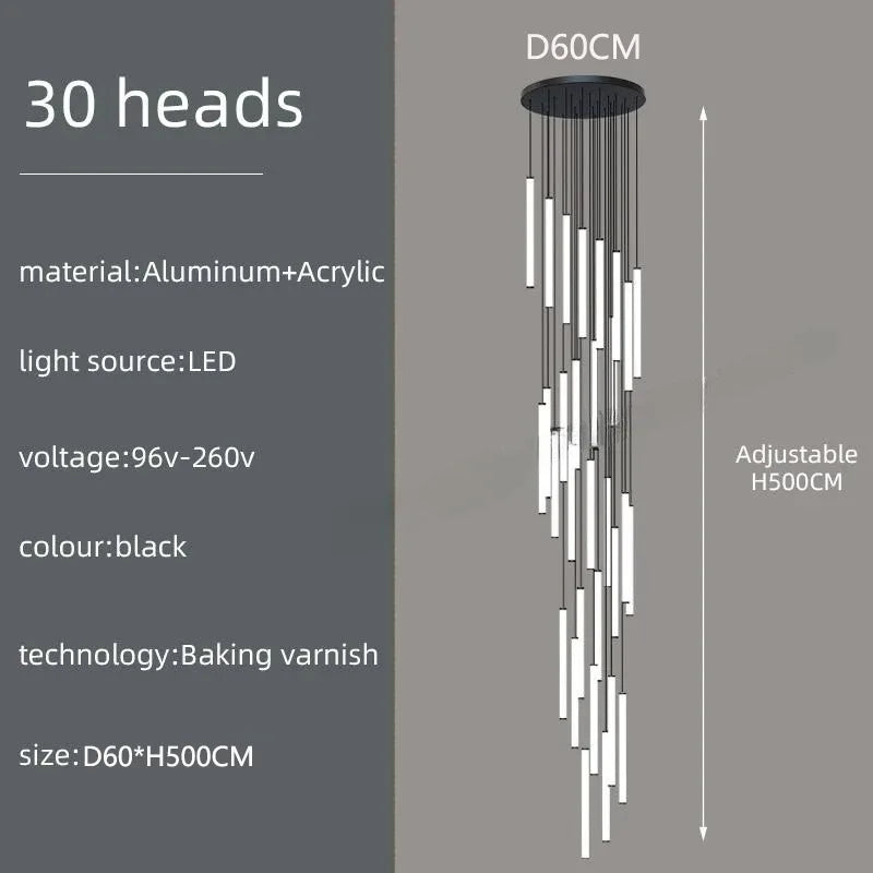 Modern Ceiling Chandelier LED Living Room Spiral Staircase Lighting