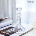 Glass Candle Wick Holder Clear Pillar Table Design Candlestick for Dining Decor