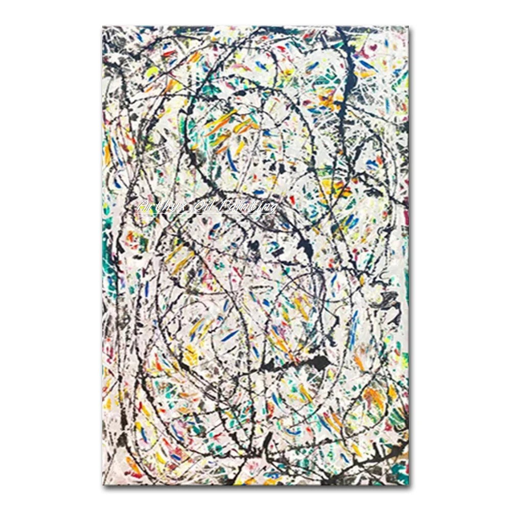 Arthyx,Hand Painted Copy Jackson Pollock Style Oil Painting on Canvas