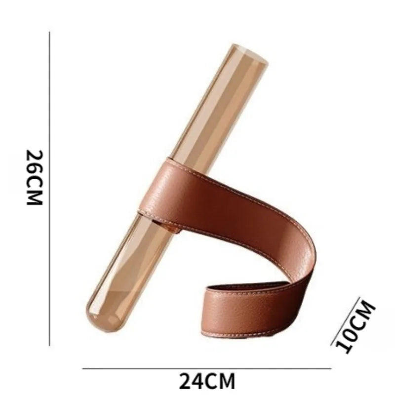 Nordic Modern Artistic Simple Glass Tubular Vases with Leather Bracket