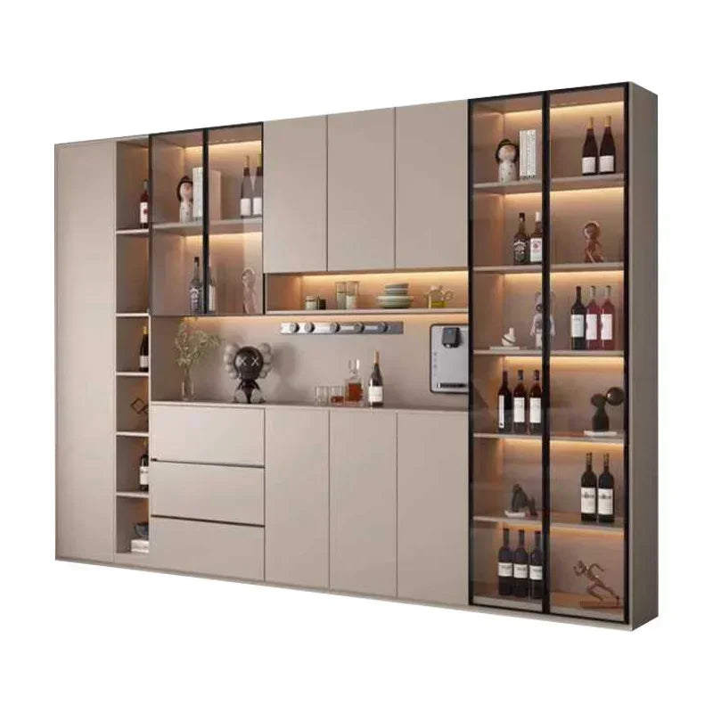 Large Modern Kitchen Pantry with Glass Doors and Drawers, Sideboard Buffet