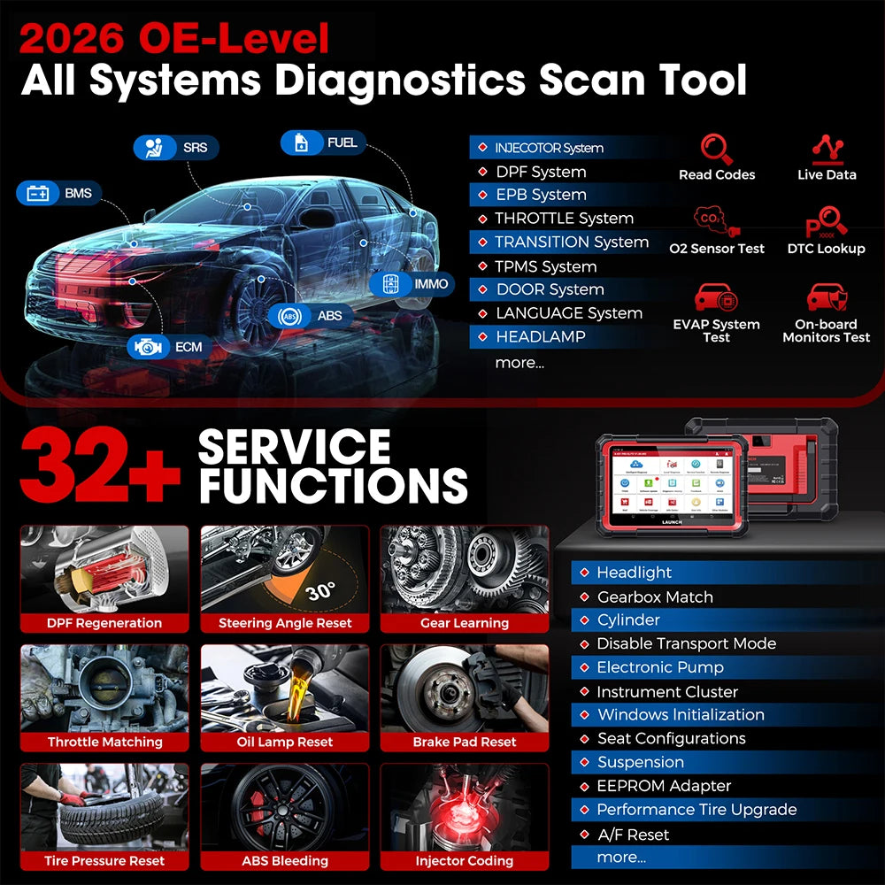 LAUNCH X431 PRO ELITE 8' inch Car Diagnostic Tools Auto OBD OBD2 Scanner CAN FD/DOIP ECU Coding Bi-Directional PK CRP919E BT