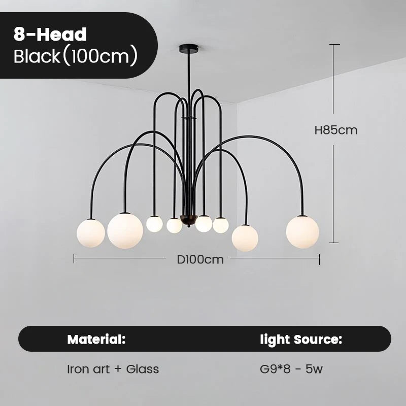 Comet LED Chandelier, Nordic Minimalist Glass Globe Lamps