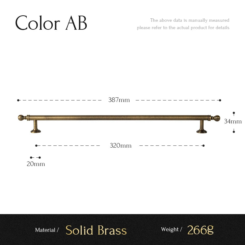 Santaya Brushed Antique Brass Handles for Kitchen Cabinets Wardrobes Drawers and Furniture Cabinets Long Handle T-bar Pulls