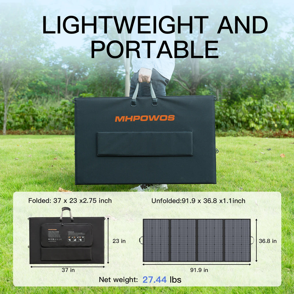 MHPOWOS 400W Portable Solar Panel 31 V Foldable Solar Panels Charger with 7 in 1 Solar Cable