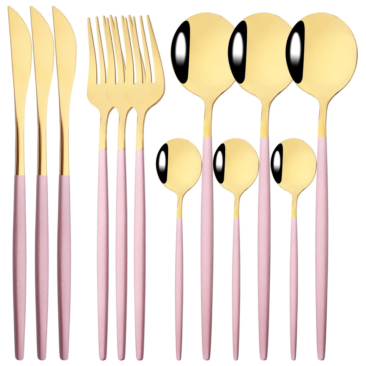 12pcs Black Gold Dinnerware Set Stainless Steel Tableware Knife Fork Coffee Spoon Teaspoons Cutlery Set Party Kitchen Flatware