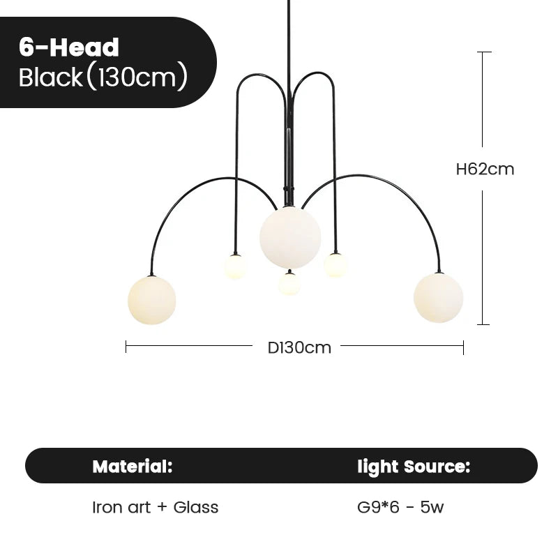 Comet LED Chandelier, Nordic Minimalist Glass Globe Lamps