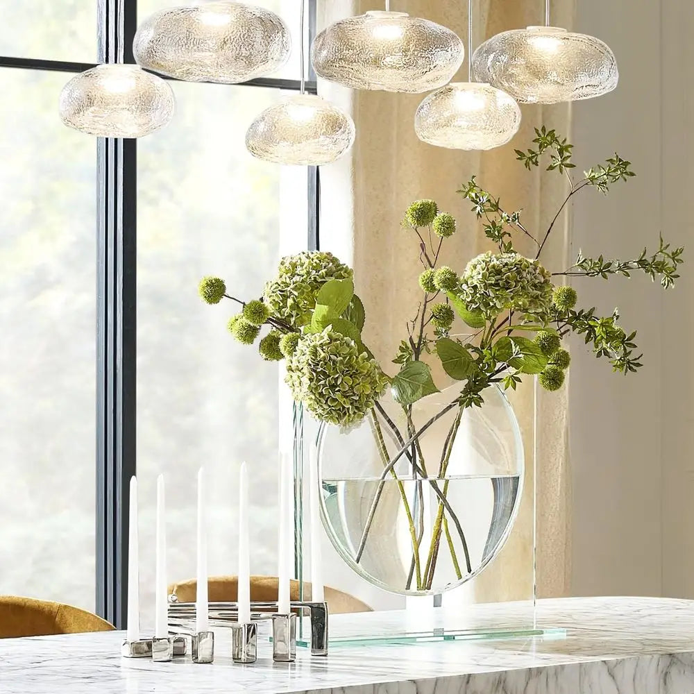 Elegant Glass Ellipse Vase for Home Decor and Office, Ideal for Bookshelf and Centerpieces (No Flowers Included)