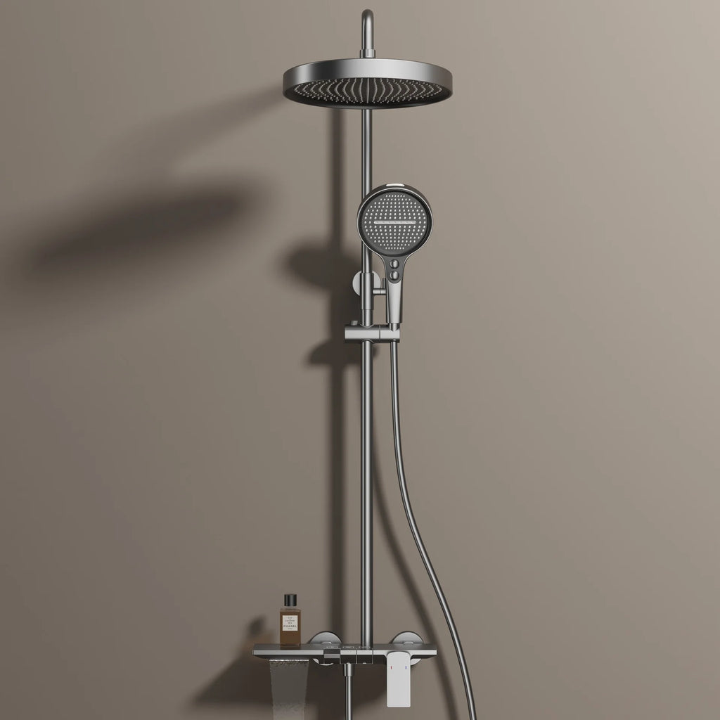 Gold Bathroom Shower Set Multifunctional Household Piano Button Rainfall Hotel Apartment Bathtub Pressurize Shower System Set