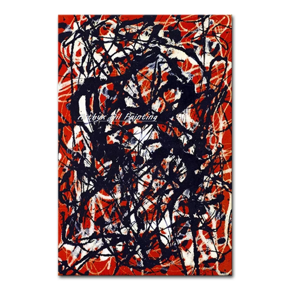 Arthyx,Hand Painted Copy Jackson Pollock Style Oil Painting on Canvas