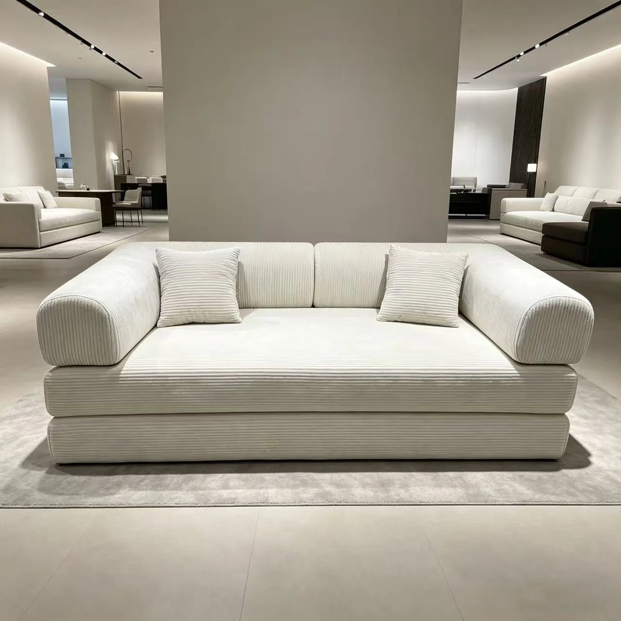 150CM Modern Style Air Compression Fabric Flannel Deformable Modular Couch for Living Room, Sectional Composable Sofa Bed