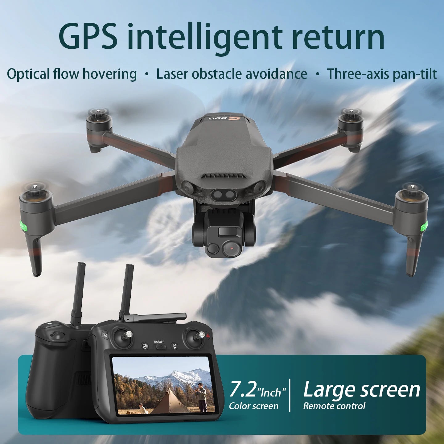 S800 4K GPS Drone 7.2" HD Screen Controller 50 Min Flight Time 6KM Long Range 3-Axis Gimbal Follow Me Perfect Travel Vlogging